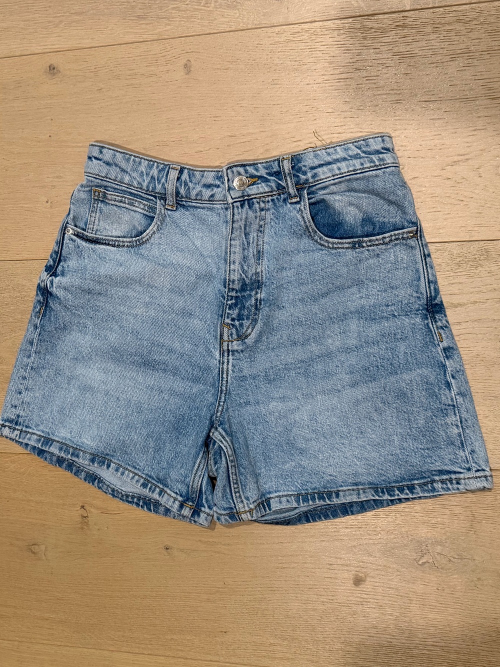 Zara Light Blue Denim High-Rise Shorts